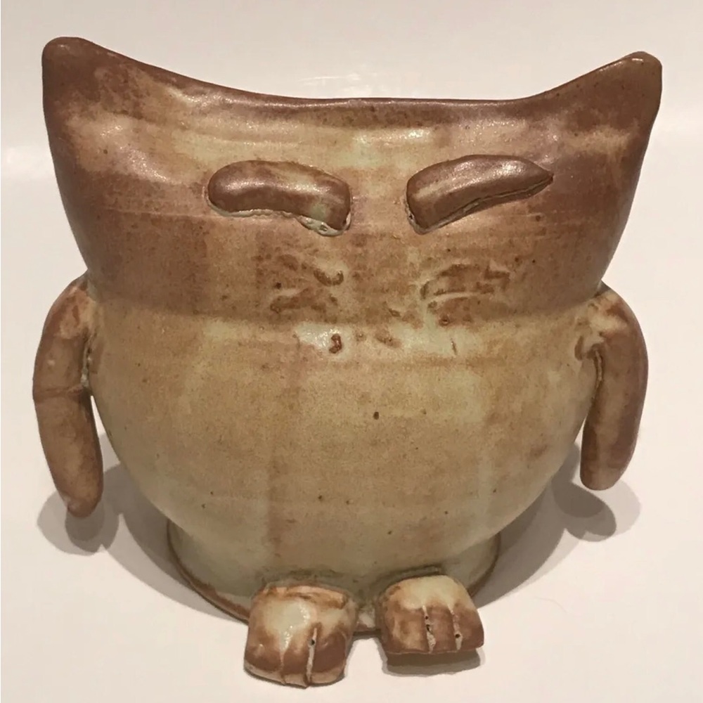 Hand Made Folk Art Signed Mid Century Design Cat Pottery Bank
